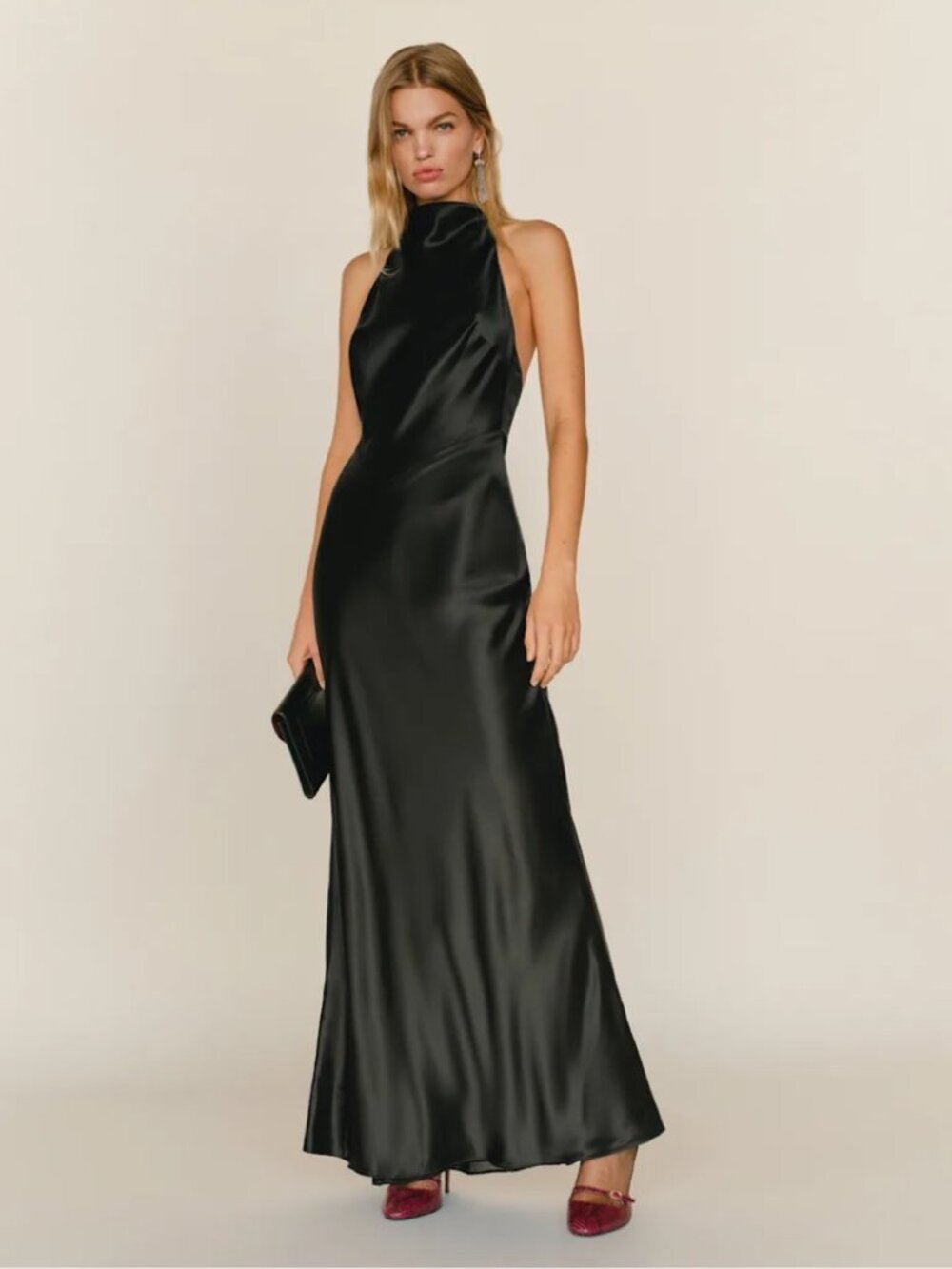 NWT Reformation Bianca Black Silk Dress